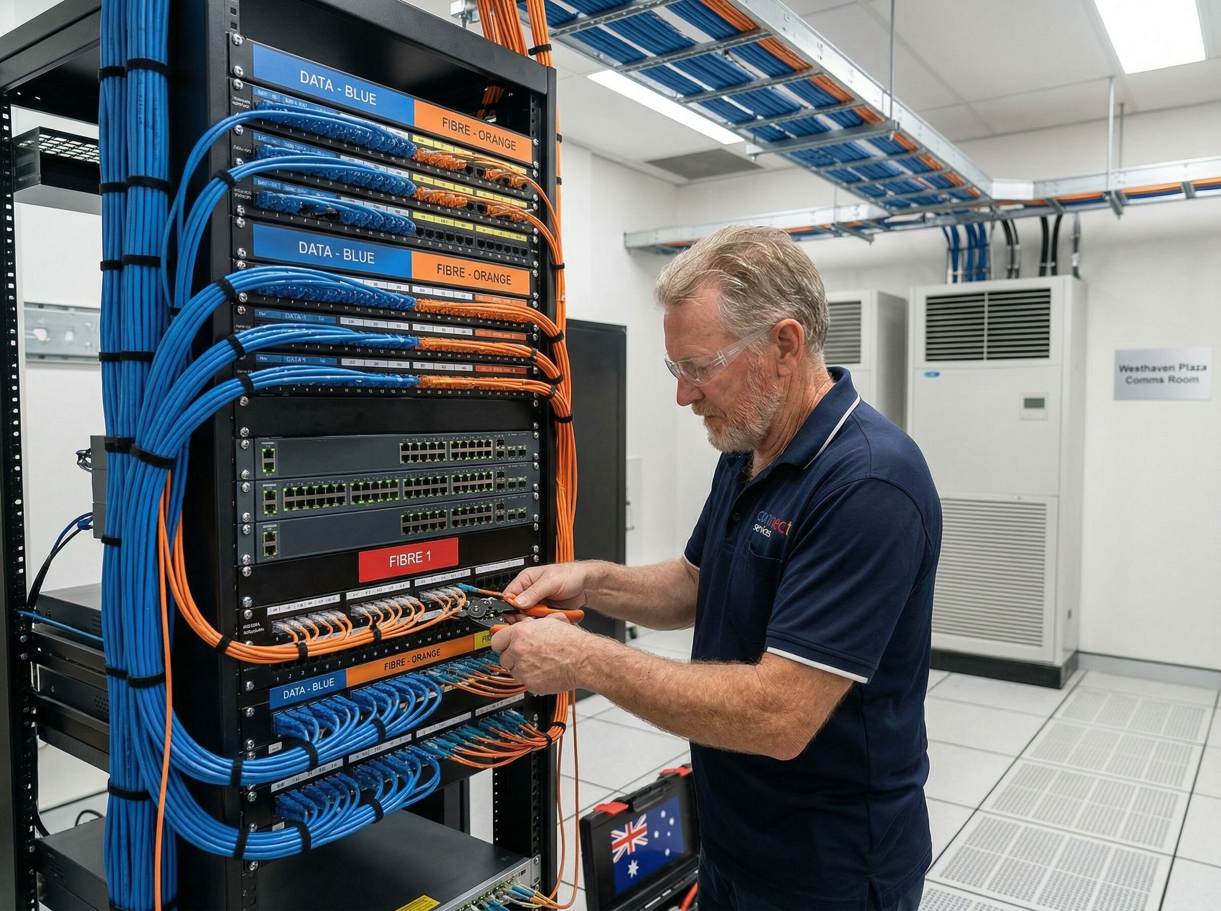 communications infrastructure installation in a commercial environment